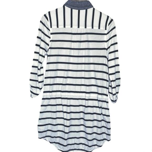 ANTHROPOLOGIE POSTMARK Women’s Rowena Mixed Media Button Front Tunic - Picture 3 of 4